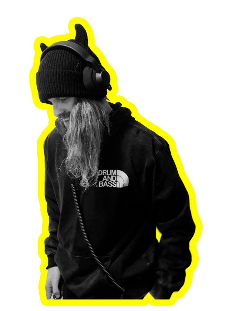 Bassiah with headphones on.